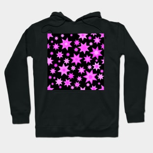 Hot Pink Stars on Black Hoodie